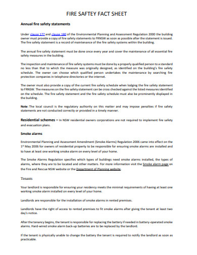 annual fire safety statement template