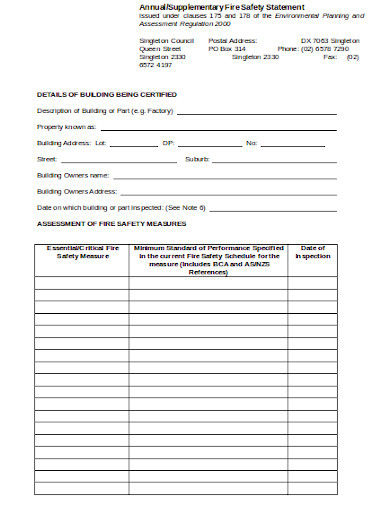 Updated Annual Fire Safety Statement Template – GMDJ