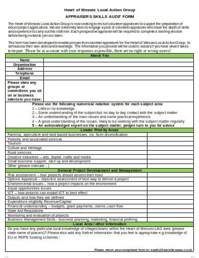 appraisers skills audit form