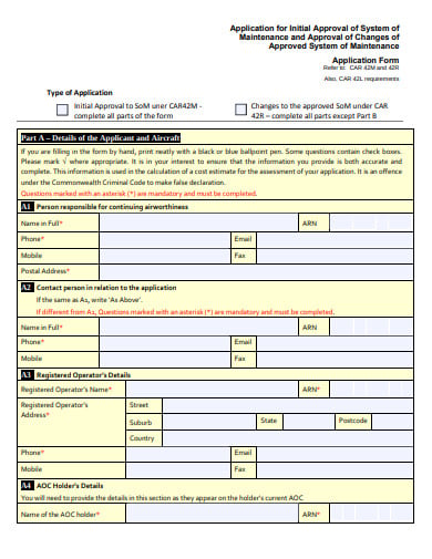 approval system maintenance change application form