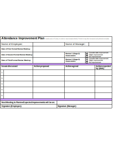 10+ Attendance Improvement Plan Templates in PDF | DOC