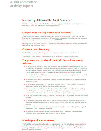 audit-committee-activity-report-template