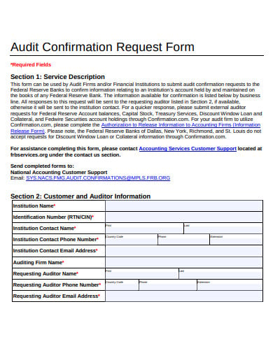 audit conformation request form example