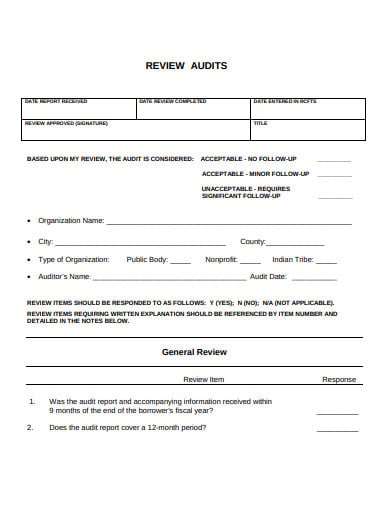 audit review checklist example