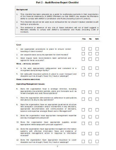 audit review checklist template