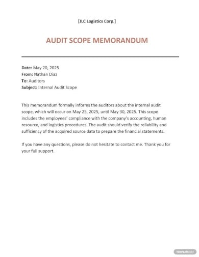 audit scope memo template