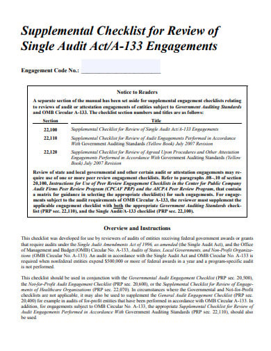 audit supplemental review checklist