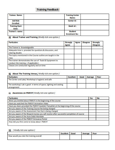 8+ Trainee’s Feedback Questionnaire Templates in PDF | DOC