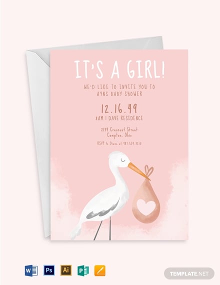 baby shower girl invitation template