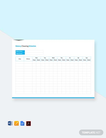 bakery cleaning schedule template