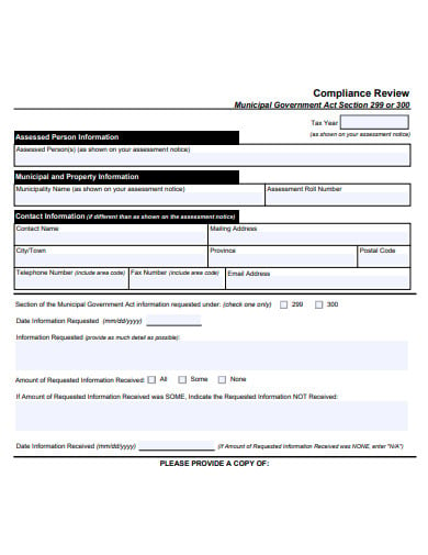basic compliance review form