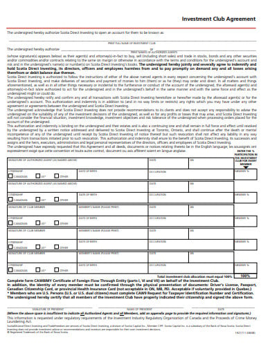 basic investment club agreement template