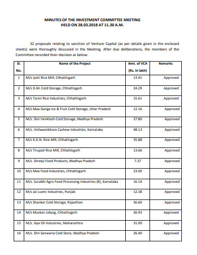 basic investment committee meeting minutes