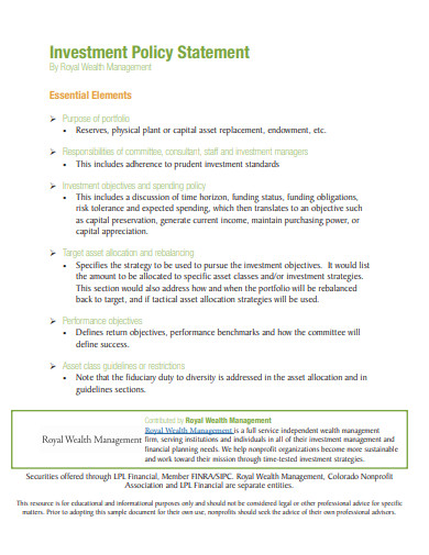 11 Investment Policy Statement Templates In DOC PDF