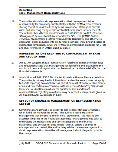 management representation letter format