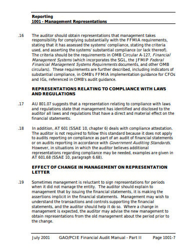 management representation letter applicability