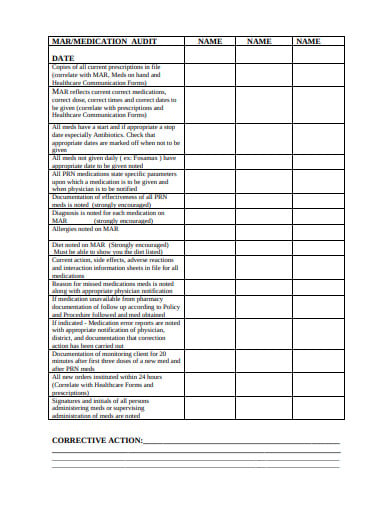 11+ Medication Audit Checklist Templates in PDF | DOC