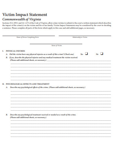 basic victim impact statement template