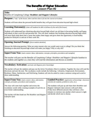 benifits-of-higher-education-lesson-plan-template