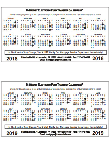 bi weekly mortgage electronic fund transfer calendar