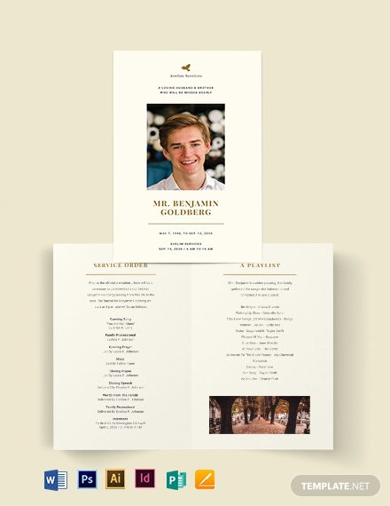 blank eulogy funeral bi fold brochure template