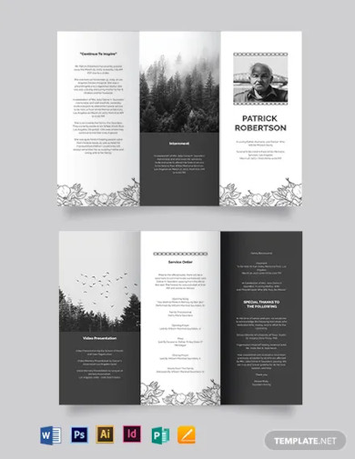 blank funeral memorial tri fold brochure template