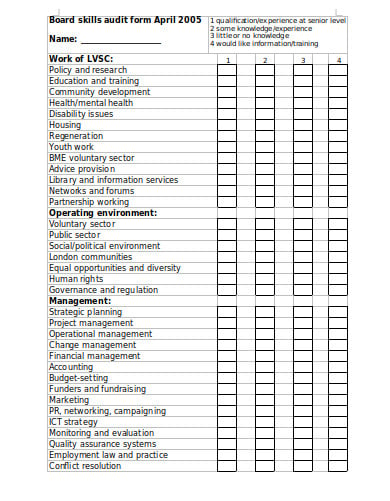 Personal Skills Audit Template Pdf