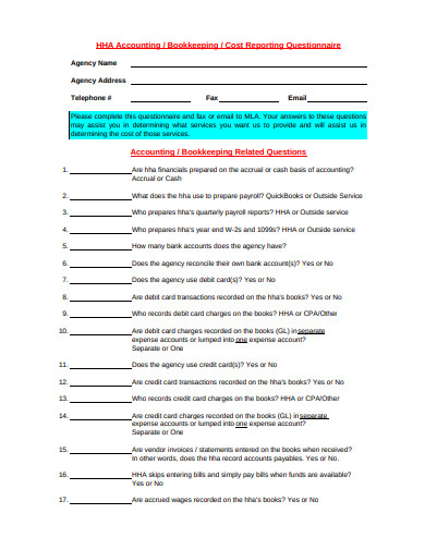 bookkeeping accounting questionnaire format
