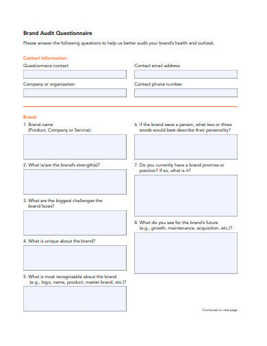 brand audit questionnaire template