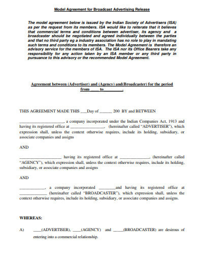 broadcast advertising agency agreement