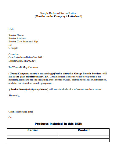 Broker Agency Of Record Letter Template ?width=320