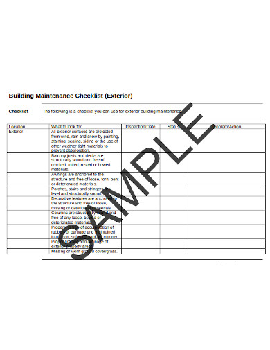 building maintenance checklist exterior