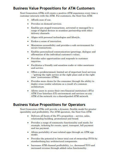 business value propositions for atm customers template