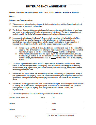 10  Buyer Agency Agreement Templates in PDF DOC