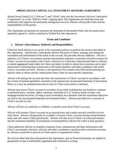 capital investment advisory agreement template