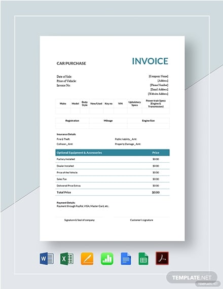 car purchase invoice