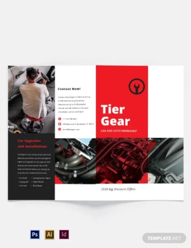 car-and-automotive-workshop-bi-fold-brochure-template