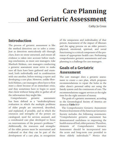 care planning and geriatric assessment