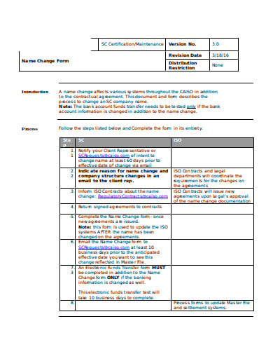 certificate maintenance name change form template