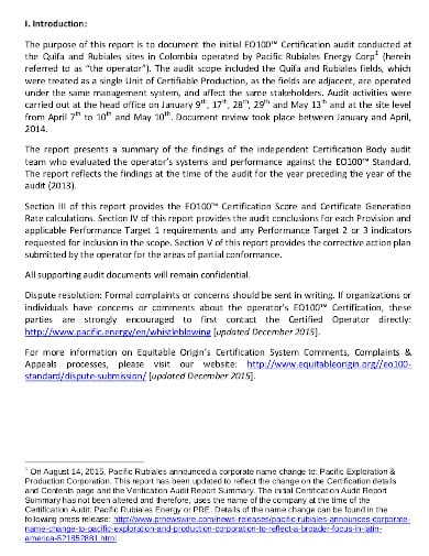 certification summary audit report