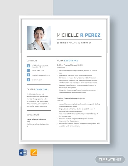 certified financial manager resume
