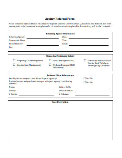 charities agency referral form