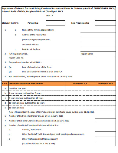 charted account statutory audit form