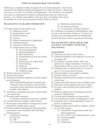 11+ Child Care Inspection Checklist Templates in PDF | DOC