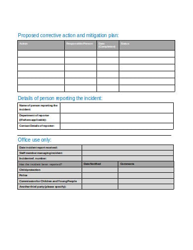 child safe office incident report form template