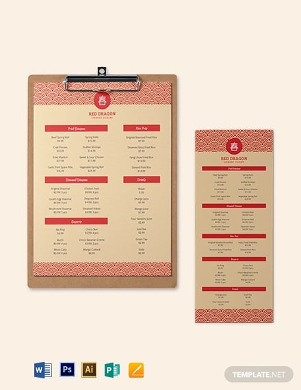 chinese menu template