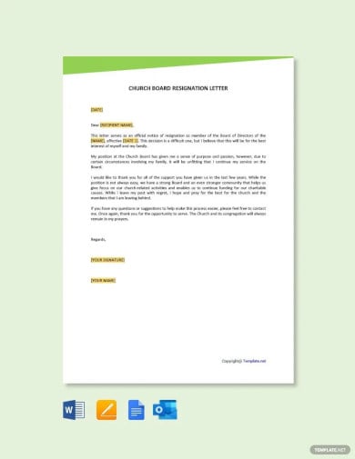 church board resignation letter