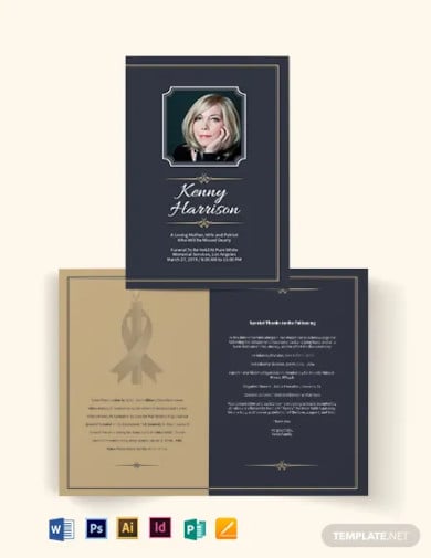classic funeral memorial bi fold brochure template