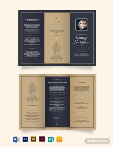 classic funeral memorial tri fold brochure template