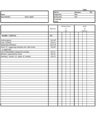 client-audit-lead-schedule-template